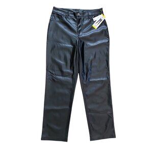 Joie Womens Black Faux Leather Pants Straight Leg Mid Rise Size 8 NEW NWT